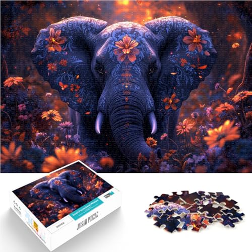 Spielzeug für die ganze Familie Abstraktes Gemälde Elefant Puzzle 1000 Teile für Erwachsene 26x38cm für Heimdekoration von LGNBTGM