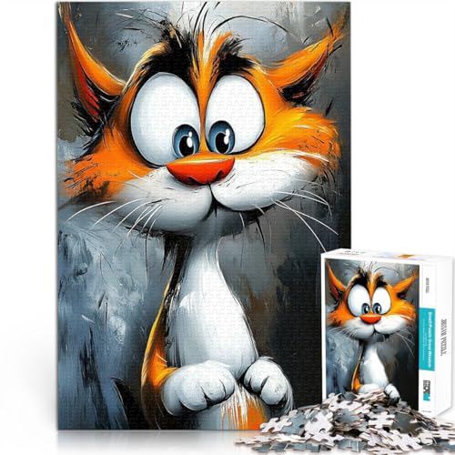 Spielzeug für die ganze Familie Lustiges Katzen-Ölgemälde 1000-teiliges Puzzle für Teenager 70x100cm Verbessern Sie das Gedächtnis von LGNBTGM