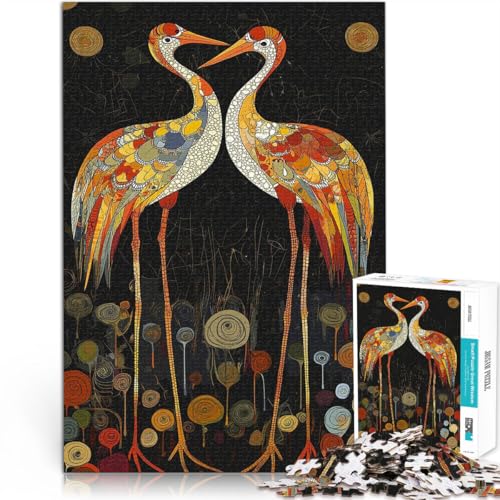 Stressabbau-Spielzeug Zwei Kranichliebhaber im Gustav-Stil 1000-teiliges Puzzle für Erwachsene 26x38cm Heimdekoration Spielzeug ab 14 Jahren von LGNBTGM