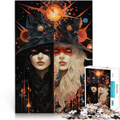 Stressabbau-Spielzeug schwarz-weiße Hexe 1000-teiliges Puzzle für Erwachsene 70x100cm Kunstwerk Geschenk für ab 14 Jahren von LGNBTGM