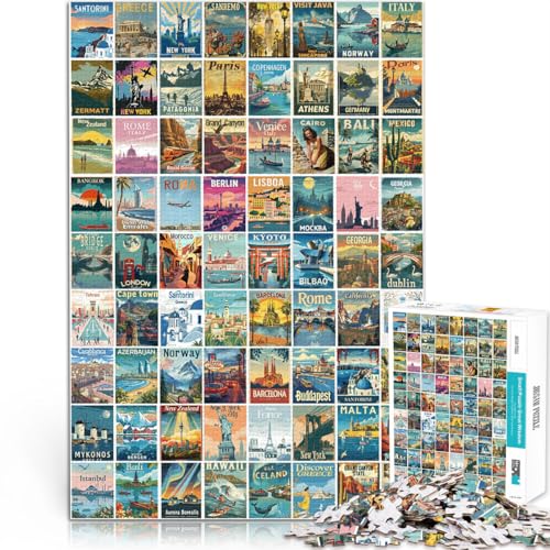 Trainieren Sie Ihr Gehirn und Ihre Hände Retro-Plakat-Spleißkunst 2000-teiliges Puzzle für Erwachsene 70x100cm Wanddekoration von LGNBTGM