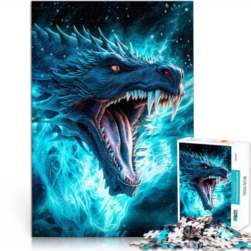 für Lernspiel-Herausforderungsspielzeug Blauer Fury-Drache Puzzle für Teenager 1000 Teile 70x100cm Kunstwerk Geschenk von LGNBTGM