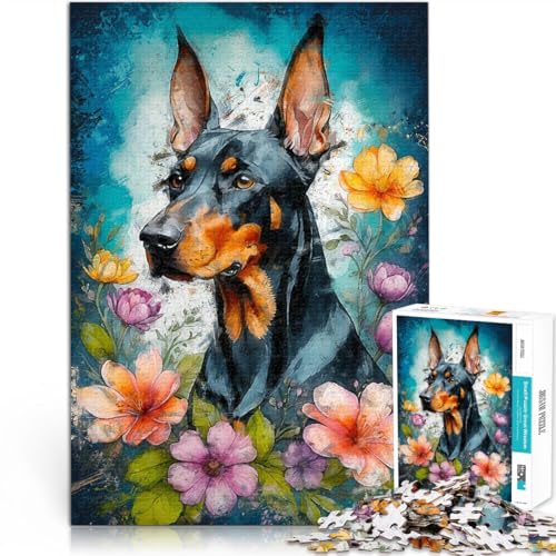 für Lernspiel-Herausforderungsspielzeug Dobermann in Blüte Puzzle für Teenager 1000 Teile 70x100cm Für Paare geeignet von LGNBTGM