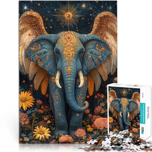 für Lernspiel-Herausforderungsspielzeug Elefantenkönig Kunst 1000-teilige Puzzles für Teenager 26x38cm Verbessern Sie das Gedächtnis von LGNBTGM