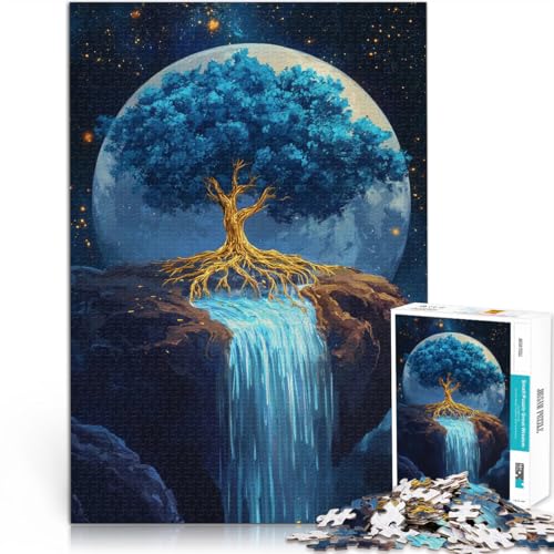 für Lernspiel-Herausforderungsspielzeug Leuchtend Blauer Goldener Baumwasserfall 1000-Teile-Puzzle für Teenager 50x75cm Wanddekoration für Lernspiel-Herausforderungsspielzeug Leuchtend Blauer Goldener Baumwasserfall 1000-Teile-Puzzle für Teenager 50x75cm Wanddekoration von LGNBTGM