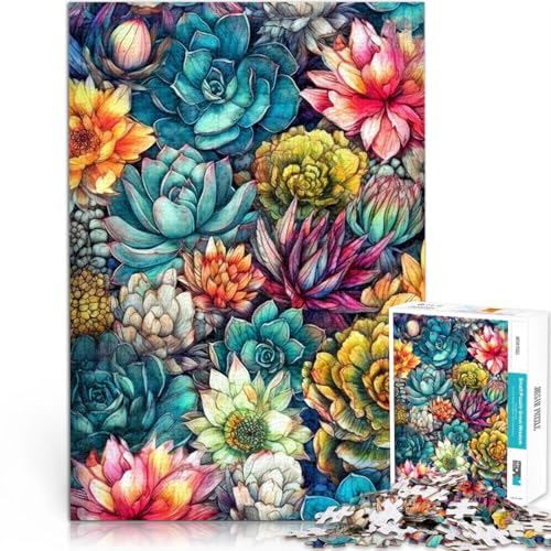 für Lernspiel-Herausforderungsspielzeug Sukkulenten Kunst 1000-teilige Puzzles für Erwachsene 50x75cm Geburtstagsgeschenk von LGNBTGM
