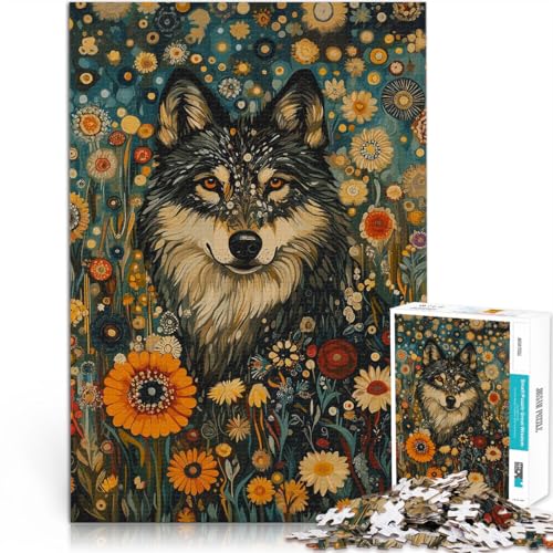 für Lernspiel-Herausforderungsspielzeug Wolf in Blumen Puzzle für Jugendliche 1000 Teile 38x52cm Heimdekoration Spielzeug von LGNBTGM