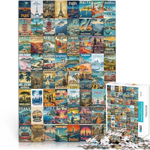 für Lernspiel-Herausforderungsspielzeug reiseplakat spleißen Kunst Teenager-Puzzles 1000 Teile 26x38cm Wanddekoration von LGNBTGM