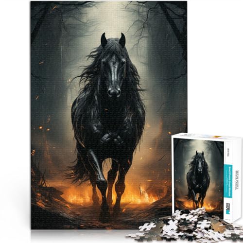 für Lernspiel-Herausforderungsspielzeug schwarzes Pferd zu Fuß 1000-Teile-Puzzle für Teenager 26x38cm Verbessern Sie das Gedächtnis von LGNBTGM