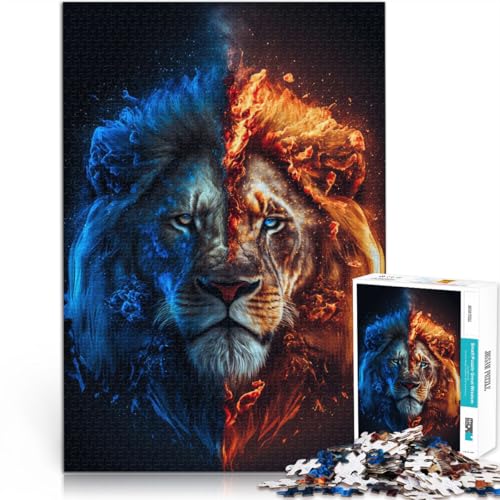 lustige Spiele für die ganze Familie EIS- und Feuerlöwe Poster Puzzle 1000 Teile für Erwachsene 26x38cm Heimdekoration von LGNBTGM