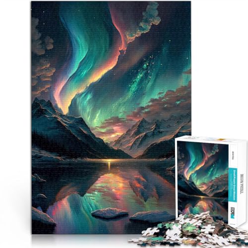 lustige Spiele für die ganze Familie Farbenfrohe Aurora Borealis Teenager-Puzzles 1000 Teile 26x38cm Wichtelgeschenke von LGNBTGM