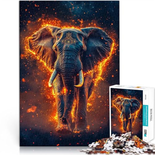 lustige Spiele für die ganze Familie Feuriger Elefant 1000-teiliges Puzzle für Teenager 38x52cm Tolles Geschenk für Spiele für und ab 14 Jahren von LGNBTGM