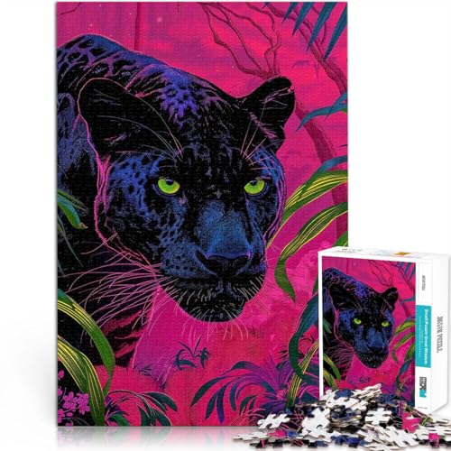 lustige Spiele für die ganze Familie Neon-Leopard Puzzle 1000 Teile für Erwachsene 26x38cm Tolles Geschenk für Spiele für 14+ von LGNBTGM