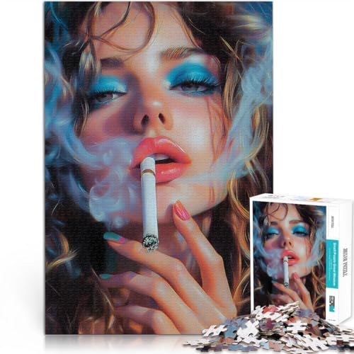 lustige Spiele für die ganze Familie Schöne Frau raucht Puzzle für Erwachsene 1000 Teile 70x100cm Wanddekoration von LGNBTGM
