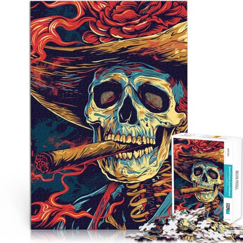 lustige Spiele für die ganze Familie Zigarre rauchendes Skelett 2000-teiliges Puzzle für Erwachsene 70x100cm Gutes Geschenk von LGNBTGM