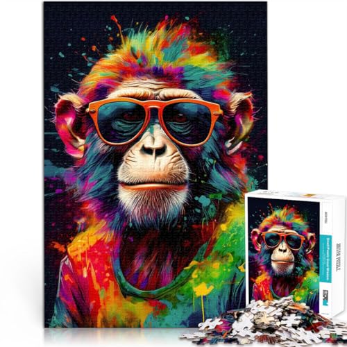 pädagogische Herausforderung Coole Affenkunst Puzzle 1000 Teile für Teenager 70x100cm mit passendem Poster und Quizblatt für 14+ von LGNBTGM