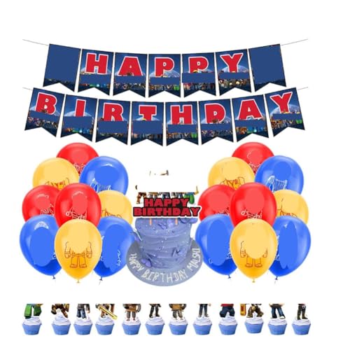 LGQHCE Deko Geburtstag Roblox, 32 Pcs Roblox Latex Luftballons Roblox Party Deko Partyzubehör Roblox Party Mitgebsel Geburtstag Banner für Roblox Fans Partygeschenke für Kindergeburtstag von LGQHCE