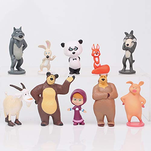 Mashai Action Figure Set, Cartoon Figur Cake Topper, Bear Actionfigur PVC Spielzeug Statue, Bear Tortendeko Geburtstag, für Kinder Geburtstag Geschenk 10pcs von LGQHCE