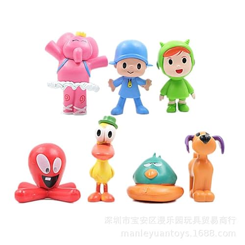 Pocoyoi Action Figure Set, Cartoon Figur Cake Topper, Actionfigur PVC Spielzeug Statue,Tortendeko Geburtstag, für Kinder Geburtstag Geschenk 7pcs von LGQHCE