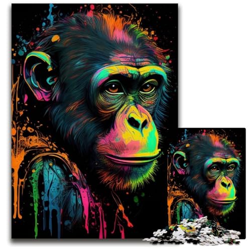 1000-teiliges Puzzle, AFFE, Tier, Pop-Art, Holzpuzzle für Erwachsene, anspruchsvolles DIY-Denkspiel, perfektes Familienspiel oder dekoratives Geschenk, 26x38cm 1000-teiliges Puzzle, AFFE, Tier, Pop-Art, Holzpuzzle für Erwachsene, anspruchsvolles DIY-Denkspiel, perfektes Familienspiel oder dekoratives Geschenk, 26x38cm von LGSHENG