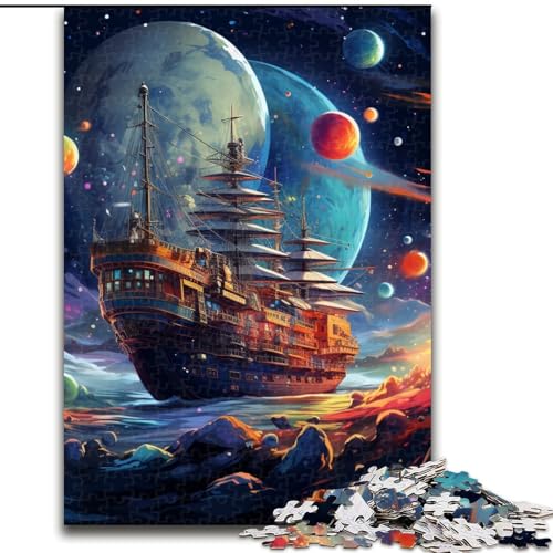 1000-teiliges Puzzle, Galaxie-Piratenschiff-Puzzle, perfekt für Teenager, Familienzusammenhalt, Denksportaufgabe und DIY-Geschenk zur Heimdekoration (Größe: 26x38cm) von LGSHENG