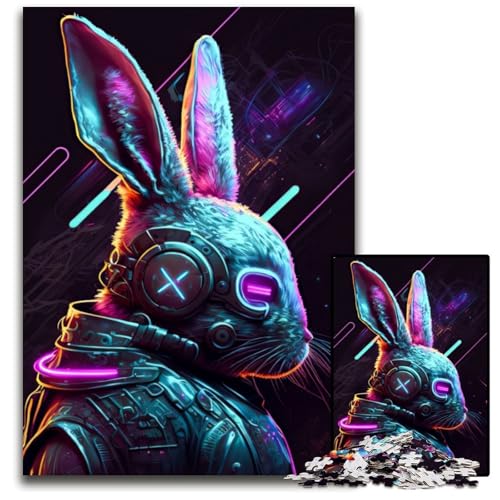 1000-teiliges Puzzle, Kaninchen, Neon, Holzpuzzle für Erwachsene, anspruchsvolles DIY-Denkspiel, perfektes Familienspiel oder dekoratives Geschenk, 26x38cm 1000-teiliges Puzzle, Kaninchen, Neon, Holzpuzzle für Erwachsene, anspruchsvolles DIY-Denkspiel, perfektes Familienspiel oder dekoratives Geschenk, 26x38cm von LGSHENG