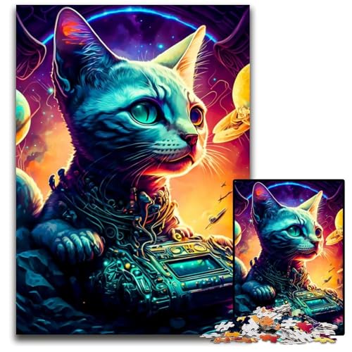 1000-teiliges Puzzle, Katze, Holzpuzzle für Erwachsene, anspruchsvolles DIY-Denkspiel, perfektes Familienspiel oder dekoratives Geschenk, 26x38cm von LGSHENG