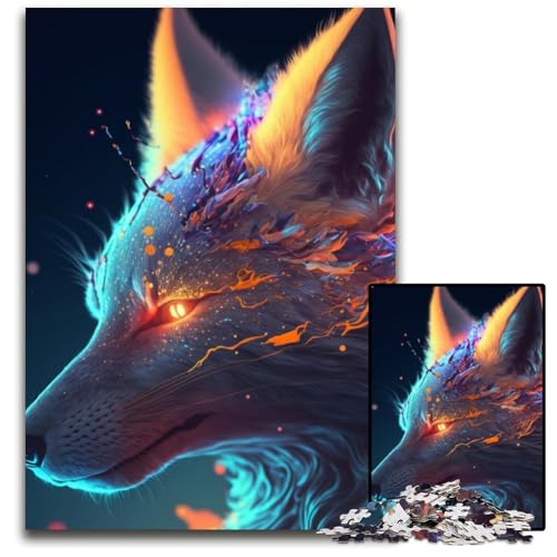 1000-teiliges Puzzle, Kitsune, Holzpuzzle, Entspannung und Herausforderung, farbenfrohe Heimdekorationskunst, Freunde, 26x38cm 1000-teiliges Puzzle, Kitsune, Holzpuzzle, Entspannung und Herausforderung, farbenfrohe Heimdekorationskunst, Freunde, 26x38cm von LGSHENG