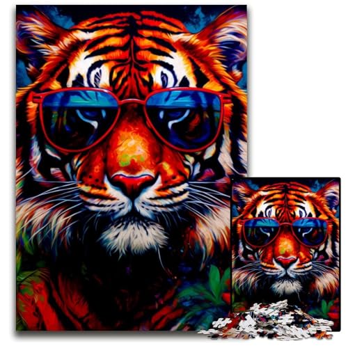 1000-teiliges Puzzle, bunter Tiger. Holzpuzzle zum Entspannen und Herausfordern, farbenfrohe Kunst zur Heimdekoration, Freunde, 26x38cm 1000-teiliges Puzzle, bunter Tiger. Holzpuzzle zum Entspannen und Herausfordern, farbenfrohe Kunst zur Heimdekoration, Freunde, 26x38cm von LGSHENG
