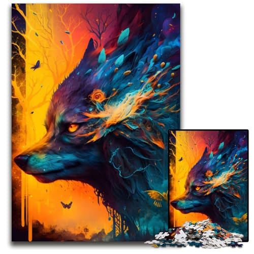 1000-teiliges Puzzle, farbenfroher Albtraumwolf, Holzpuzzle für Erwachsene, anspruchsvolles DIY-Denkspiel, perfektes Familienspiel oder dekoratives Geschenk, 26x38cm 1000-teiliges Puzzle, farbenfroher Albtraumwolf, Holzpuzzle für Erwachsene, anspruchsvolles DIY-Denkspiel, perfektes Familienspiel oder dekoratives Geschenk, 26x38cm von LGSHENG