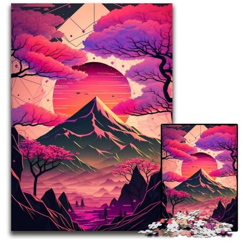 1000-teiliges Puzzle, japanische geometrische Neonkunst, anspruchsvolles Denkspiel für Teenager, interaktives Familienspiel, 26x38cm von LGSHENG