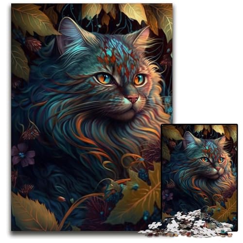 1000-teiliges Puzzle, wunderschöne Dschungelkatze, anspruchsvolles Denkspiel für Teenager, unterhaltsames interaktives Spiel für die ganze Familie, 50x75cm von LGSHENG