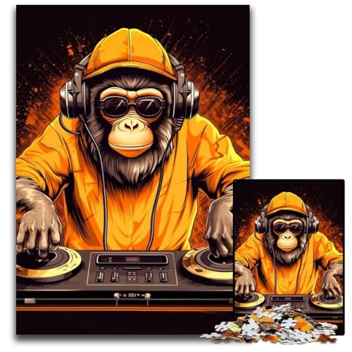 1000-teiliges Puzzle, AFFE, DJ-Musik, Holzpuzzle, zum Entspannen und Herausfordern, farbenfrohe Heimdekorationskunst, Freunde, 50x75cm 1000-teiliges Puzzle, AFFE, DJ-Musik, Holzpuzzle, zum Entspannen und Herausfordern, farbenfrohe Heimdekorationskunst, Freunde, 50x75cm von LGSHENG