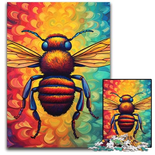 1000-teiliges Puzzle „Biene“, Bunte Puzzles für Erwachsene, ideal für Verliebte, perfektes Weihnachts-, Neujahrs- und Valentinstagsgeschenk, 26x38cm von LGSHENG