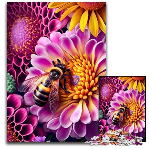 1000-teiliges Puzzle „Biene auf Einer Blüte“, Holzpuzzle zum Entspannen und Herausfordern, farbenfrohe Heimdekorationskunst, Freunde, 26x38cm 1000-teiliges Puzzle „Biene auf Einer Blüte“, Holzpuzzle zum Entspannen und Herausfordern, farbenfrohe Heimdekorationskunst, Freunde, 26x38cm von LGSHENG