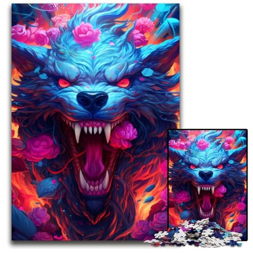 1000-teiliges Puzzle „Blumen, mächtiger Wolf“, Holzpuzzle für Erwachsene, anspruchsvolles DIY-Denkspiel, perfektes Familienspiel oder dekoratives Geschenk, 50x75cm 1000-teiliges Puzzle „Blumen, mächtiger Wolf“, Holzpuzzle für Erwachsene, anspruchsvolles DIY-Denkspiel, perfektes Familienspiel oder dekoratives Geschenk, 50x75cm von LGSHENG