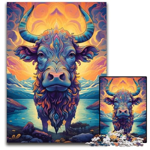 1000-teiliges Puzzle „Kuh auf dem Berg“, Natur-Karton-Puzzle, zum Entspannen und Herausfordern, farbenfrohe Heimdekoration, Freunde, 26x38cm von LGSHENG