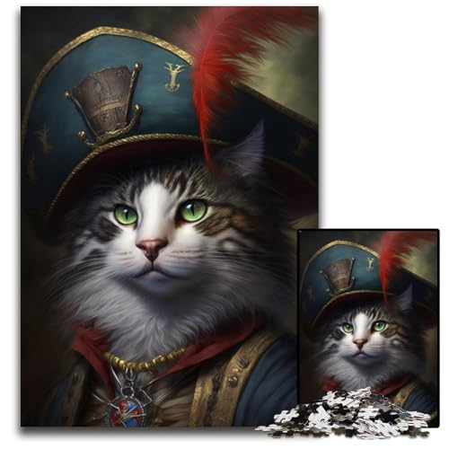 1000-teiliges Puzzle „Magische Katze“ aus Holz. Entspannen und herausfordern, farbenfrohe Kunst zur Heimdekoration, Freunde, 26x38cm von LGSHENG