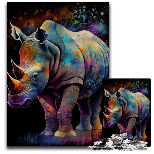 1000-teiliges Puzzle „Nashorn-Tuschemalerei“, anspruchsvolles Denkspiel für Teenager, unterhaltsames interaktives Spiel für die ganze Familie, 50x75cm 1000-teiliges Puzzle „Nashorn-Tuschemalerei“, anspruchsvolles Denkspiel für Teenager, unterhaltsames interaktives Spiel für die ganze Familie, 50x75cm von LGSHENG