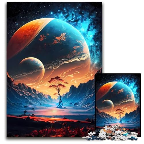 1000-teiliges Puzzle „Neues Erduniversum und Kosmos“ aus Holz. Entspannen und herausfordern, farbenfrohe Kunst zur Heimdekoration, Freunde, 26x38cm von LGSHENG