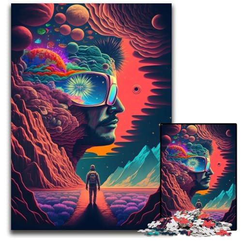 1000-teiliges Puzzle „Psychedelic Mindtrip“, Holzpuzzle für Erwachsene, anspruchsvolles DIY-Denkspiel, perfektes Familienspiel oder dekoratives Geschenk, 50x75cm von LGSHENG