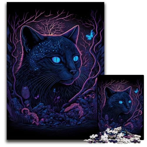 1000-teiliges Puzzle „Schwarzlichtkatze“, Holzpuzzle zum Entspannen und Herausfordern, farbenfrohe Heimdekorationskunst, Freunde, 50x75cm 1000-teiliges Puzzle „Schwarzlichtkatze“, Holzpuzzle zum Entspannen und Herausfordern, farbenfrohe Heimdekorationskunst, Freunde, 50x75cm von LGSHENG