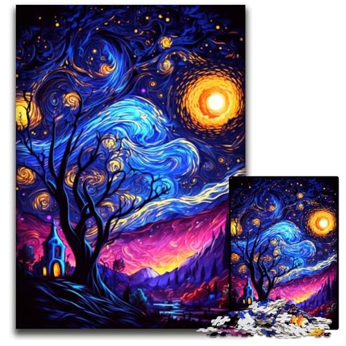 1000-teiliges Puzzle „Tanzende Nachtsterne“, Holzpuzzle zum Entspannen und Herausfordern, farbenfrohe Heimdekorationskunst, Freunde, 26x38cm 1000-teiliges Puzzle „Tanzende Nachtsterne“, Holzpuzzle zum Entspannen und Herausfordern, farbenfrohe Heimdekorationskunst, Freunde, 26x38cm von LGSHENG