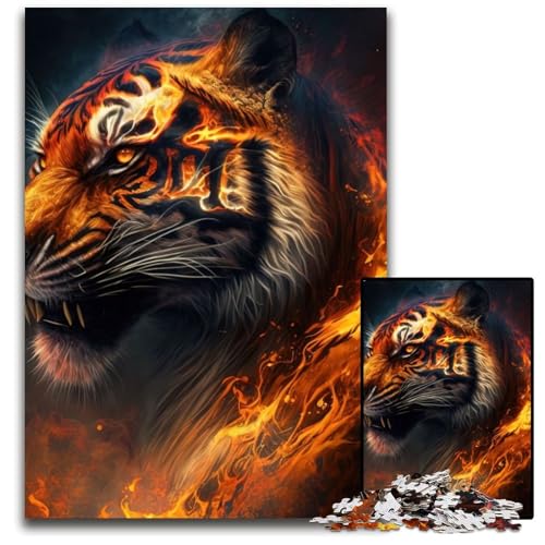 1000-teiliges Puzzle „Tiger Fire“, anspruchsvolles Denkspiel für Teenager, interaktives Familienspiel, 26x38cm 1000-teiliges Puzzle „Tiger Fire“, anspruchsvolles Denkspiel für Teenager, interaktives Familienspiel, 26x38cm von LGSHENG