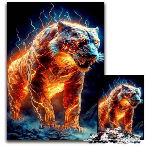 1000-teiliges Puzzle „Tiger“ aus Holz. Entspannen und herausfordern, farbenfrohe Kunst für die Inneneinrichtung, Freunde, 26x38cm von LGSHENG