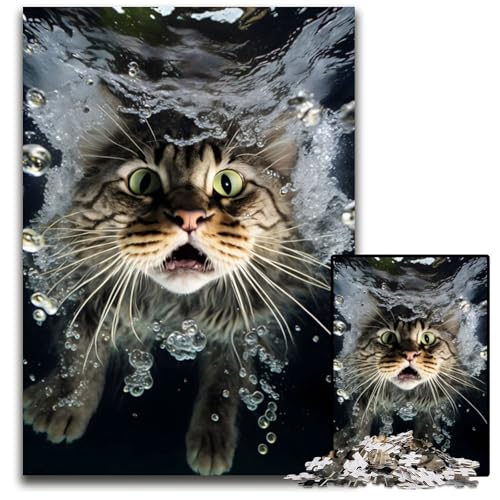 1000-teiliges Puzzle „Verängstigte Katze unter Wasser“, Holzpuzzle für Erwachsene, anspruchsvolles DIY-Denkspiel, perfektes Familienspiel oder dekoratives Geschenk, 50x75cm 1000-teiliges Puzzle „Verängstigte Katze unter Wasser“, Holzpuzzle für Erwachsene, anspruchsvolles DIY-Denkspiel, perfektes Familienspiel oder dekoratives Geschenk, 50x75cm von LGSHENG