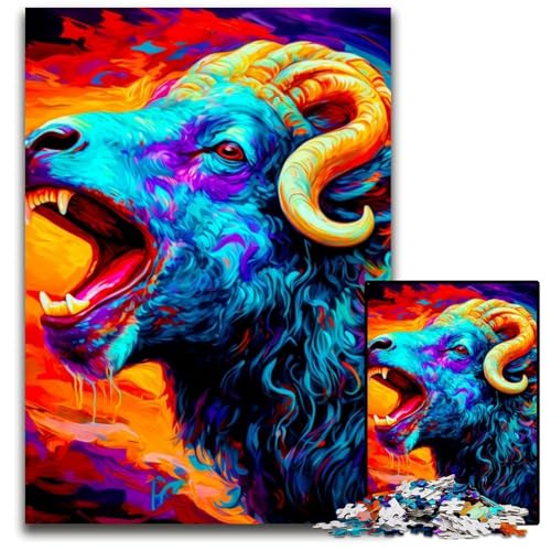 1000-teiliges Puzzle „Ziege“, 14 Puzzles für Erwachsene, ideal für Verliebte, perfektes Weihnachts-, Neujahrs- und Valentinstagsgeschenk, 50x75cm von LGSHENG