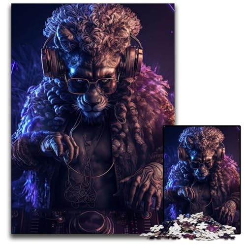 1000-teiliges Puzzle DJ Lion Holzpuzzles zum Entspannen und Herausfordern, farbenfrohe Heimdekorationskunst, Freunde 26x38cm 1000-teiliges Puzzle DJ Lion Holzpuzzles zum Entspannen und Herausfordern, farbenfrohe Heimdekorationskunst, Freunde 26x38cm von LGSHENG