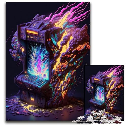 1000-teiliges Puzzle-Geschenk, Neon-Spiel-Puzzles für Erwachsene, zum Entspannen und Herausfordern, farbenfrohe Heimdekorationskunst, Freunde, 26x38cm von LGSHENG