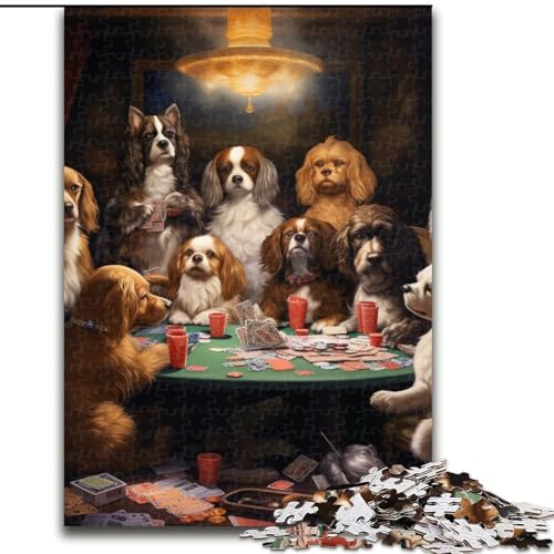 1000-teiliges Puzzle Hunde Spielen Poker, kreatives Familienspiel und Heimdekoration, Teenager (Größe: 50x75cm) von LGSHENG
